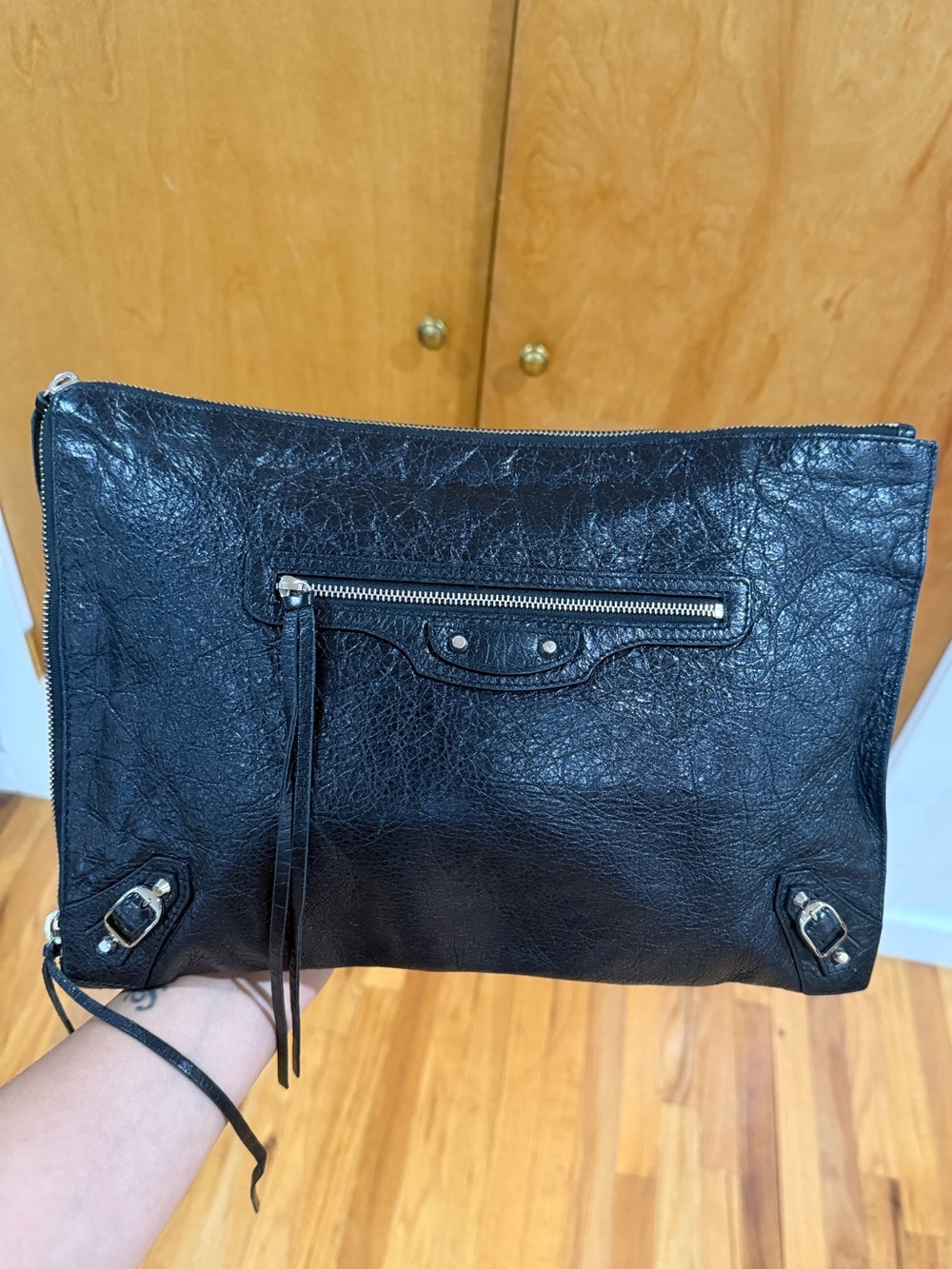 Balenciaga Classic Leather City Pouch in Black